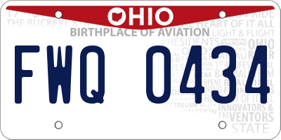 OH license plate FWQ0434