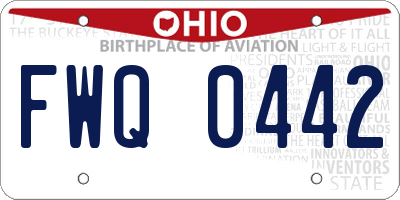 OH license plate FWQ0442