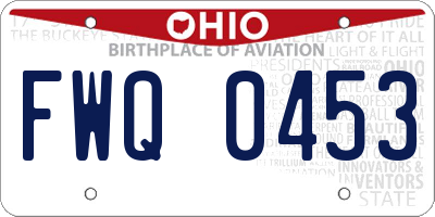 OH license plate FWQ0453