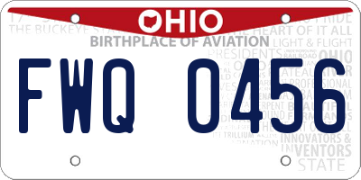 OH license plate FWQ0456