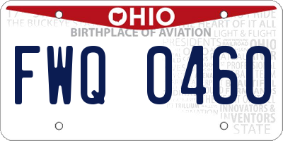 OH license plate FWQ0460