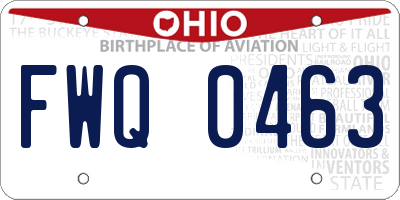 OH license plate FWQ0463