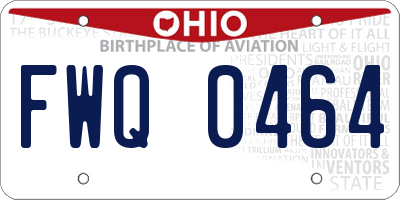 OH license plate FWQ0464