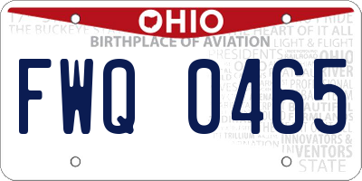 OH license plate FWQ0465