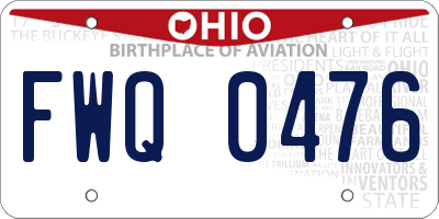 OH license plate FWQ0476