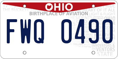OH license plate FWQ0490