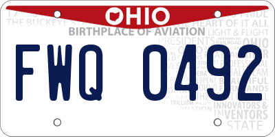 OH license plate FWQ0492