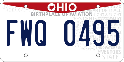 OH license plate FWQ0495