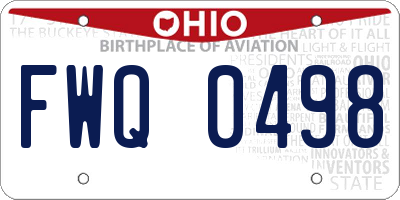 OH license plate FWQ0498
