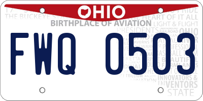 OH license plate FWQ0503