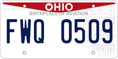 OH license plate FWQ0509
