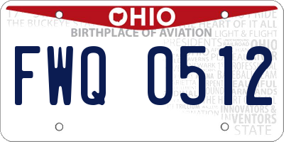 OH license plate FWQ0512