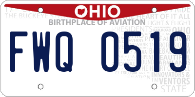 OH license plate FWQ0519