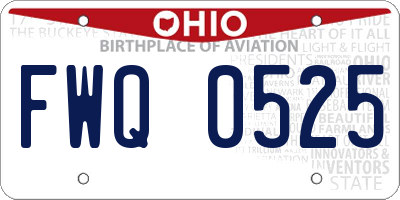 OH license plate FWQ0525