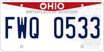 OH license plate FWQ0533