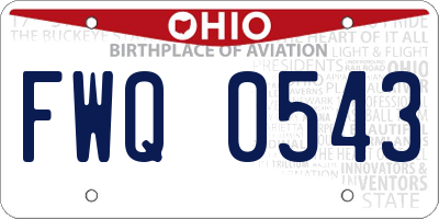 OH license plate FWQ0543