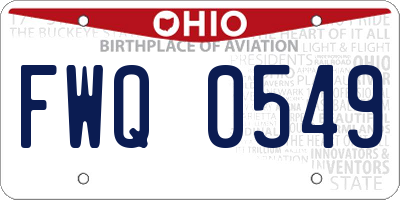 OH license plate FWQ0549