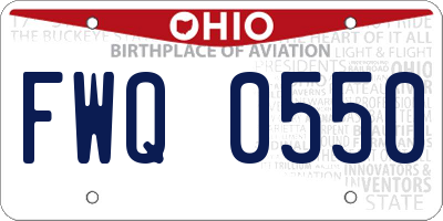 OH license plate FWQ0550