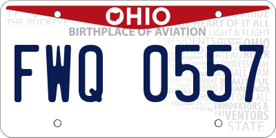 OH license plate FWQ0557
