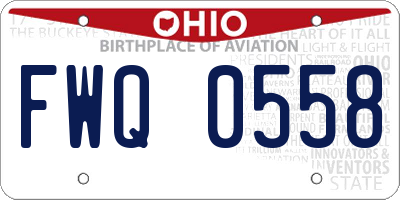 OH license plate FWQ0558