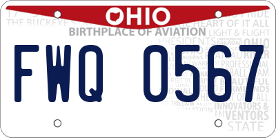OH license plate FWQ0567