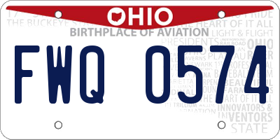 OH license plate FWQ0574