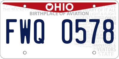 OH license plate FWQ0578