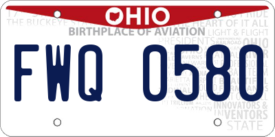 OH license plate FWQ0580