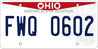OH license plate FWQ0602