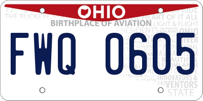 OH license plate FWQ0605
