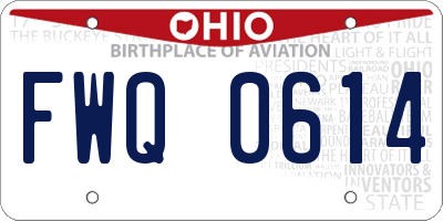 OH license plate FWQ0614