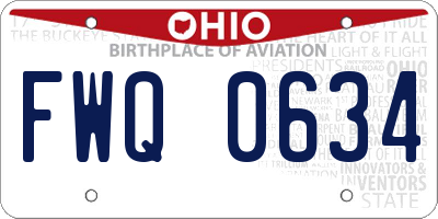 OH license plate FWQ0634