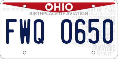 OH license plate FWQ0650