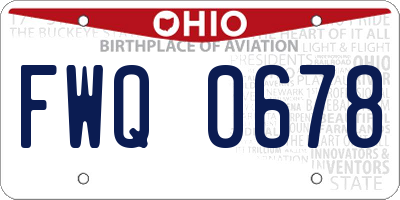 OH license plate FWQ0678