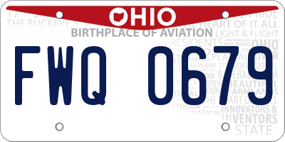 OH license plate FWQ0679