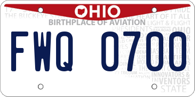 OH license plate FWQ0700