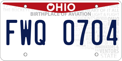 OH license plate FWQ0704