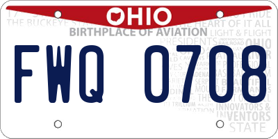 OH license plate FWQ0708