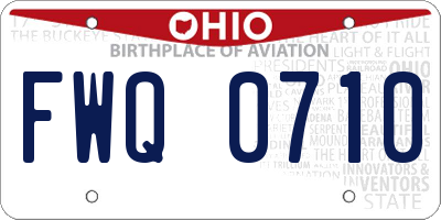 OH license plate FWQ0710