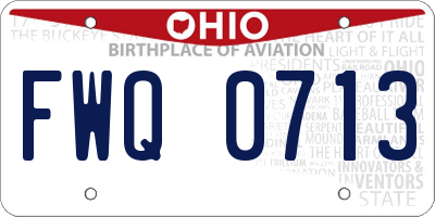 OH license plate FWQ0713