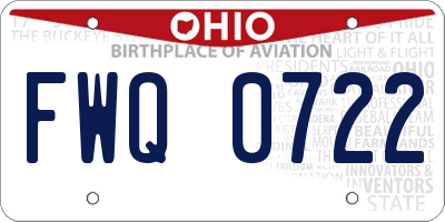 OH license plate FWQ0722