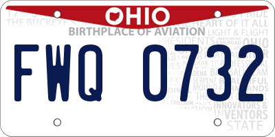 OH license plate FWQ0732
