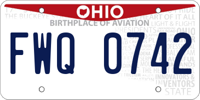 OH license plate FWQ0742