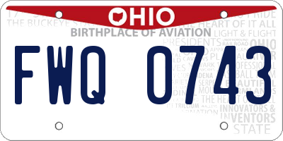 OH license plate FWQ0743