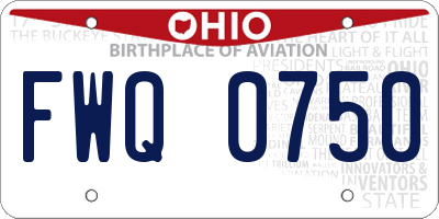 OH license plate FWQ0750