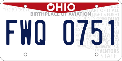 OH license plate FWQ0751