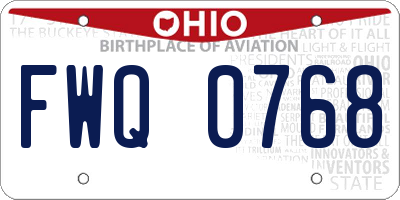 OH license plate FWQ0768