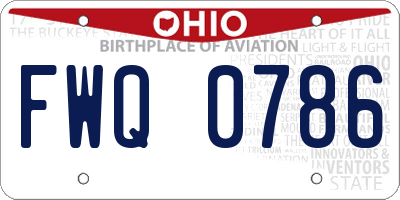 OH license plate FWQ0786