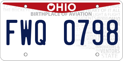 OH license plate FWQ0798