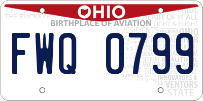 OH license plate FWQ0799